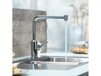 Baterie bucatarie Kludi, L-INE, dus extractibil, crom